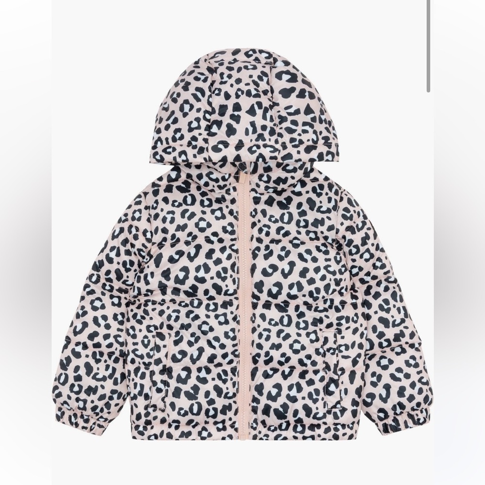 MILES THE LABEL Kids' Leopard Print Puffer Jacket 4 pink